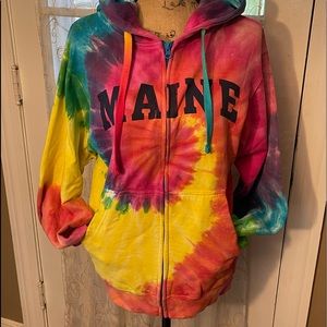 Tie Dye MAINE sweatshirt hoodie SOFT beach wear!